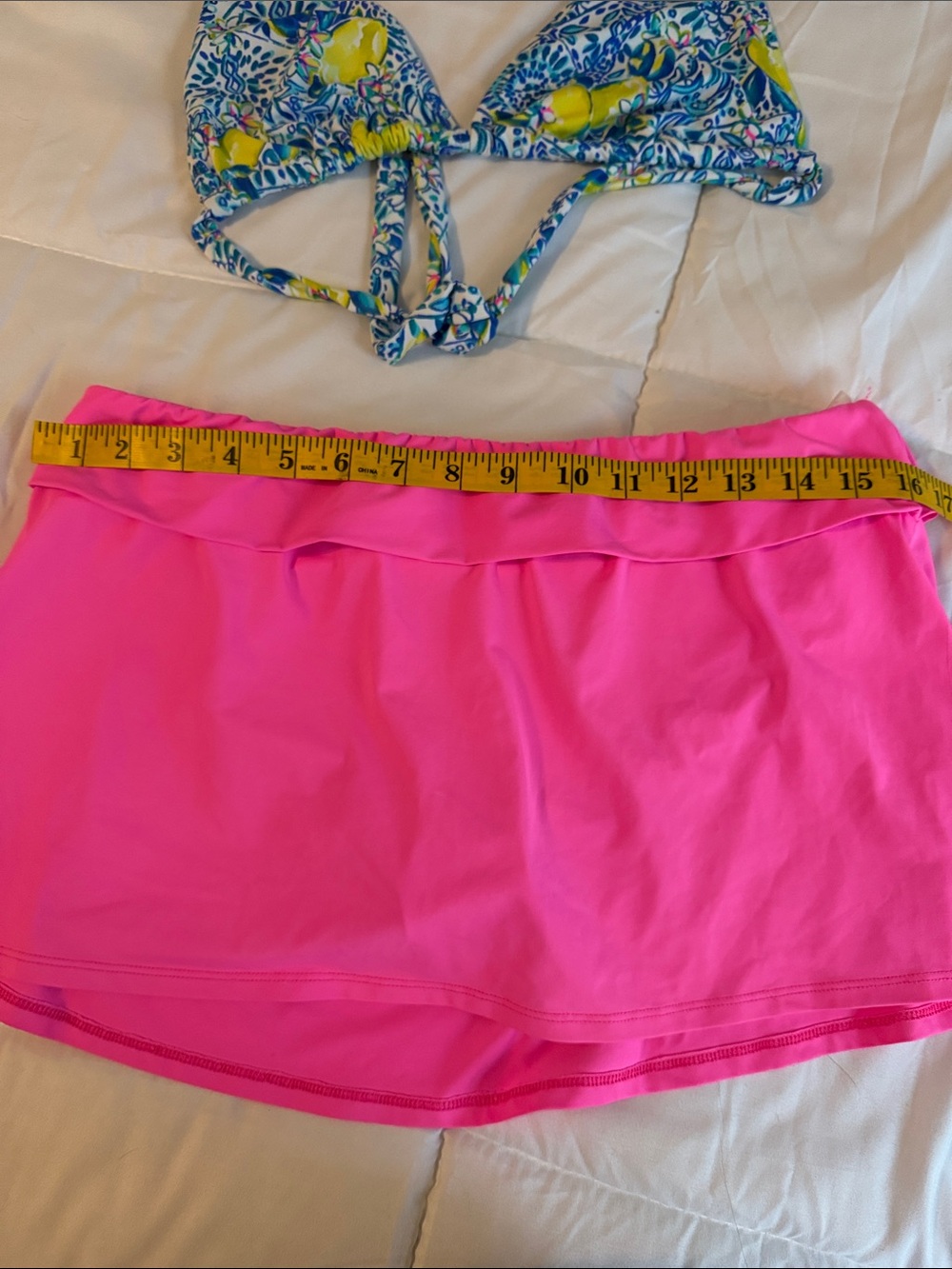 Lilly Pulitzer Blue Floral & Neon Pink Two-Piece Bikini Set - Picture 7 of 10